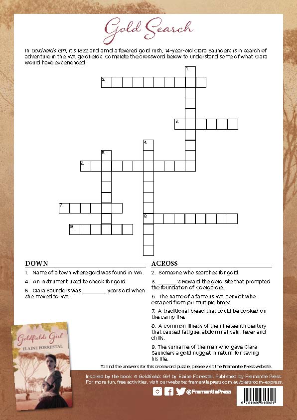 Photo of the Goldfields Girl crossword puzzle