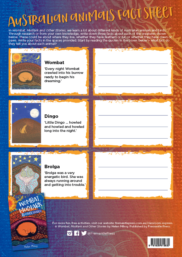 Activity sheet for Wombat, Mudlark and Other Stories