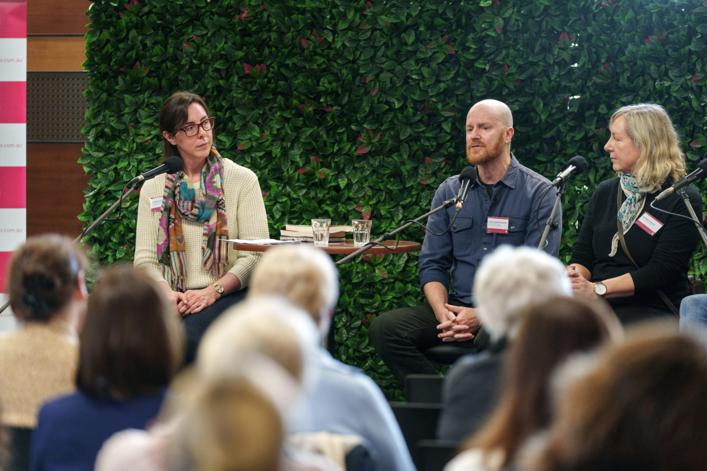 Brooke Dunnell, David Whish-Wilson and Sharron Booth on the panel