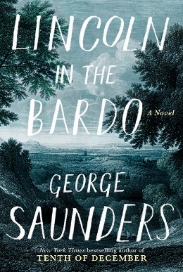 Lincoln in the Bardo cover of a forest looking out towards a building