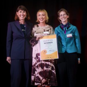 Mayor Hannah Fitzhardinge with Molly Schmidt and Georgia Richter